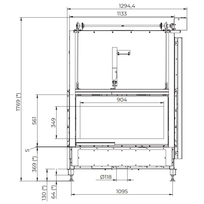 Каминная топка ECOMONOBLOCCO WT 16:9B V13 Eplus (Palazzetti) 