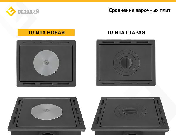 Печь-Камин ВЕЗУВИЙ ПК-01 (270) с плитой красн. 9 кВт (150 м3) Ø 115 мм 