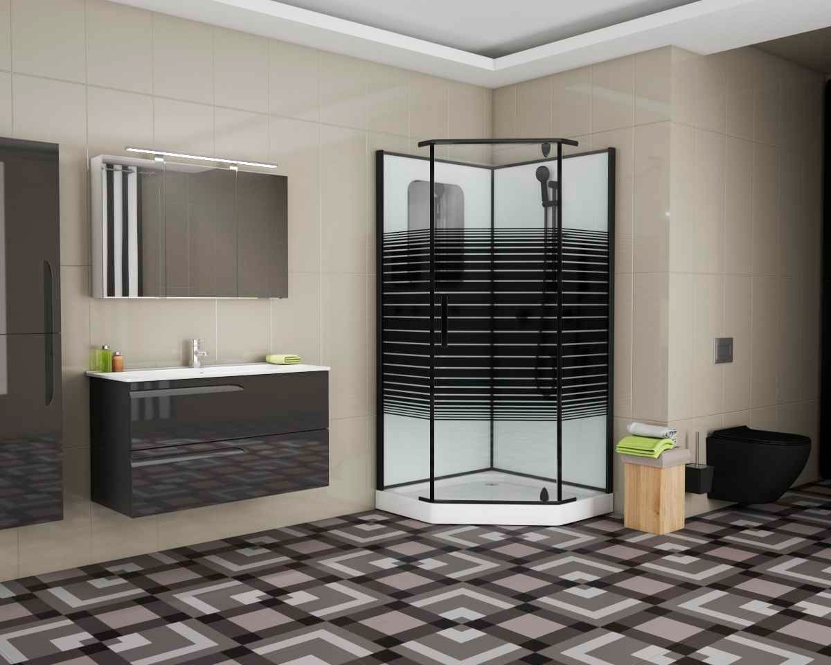 Душевая кабина Grossman 100 x 100 см, пятиугольная, черный, GR270D 