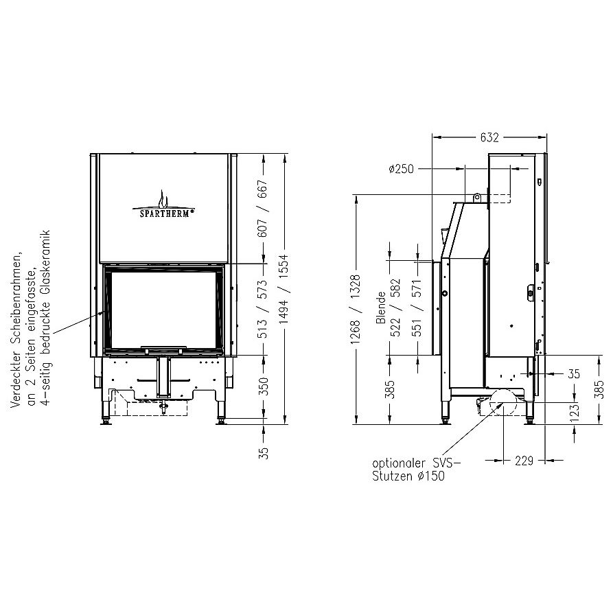 Каминная топка SPARTHERM Varia FDh чёрный шамот 
