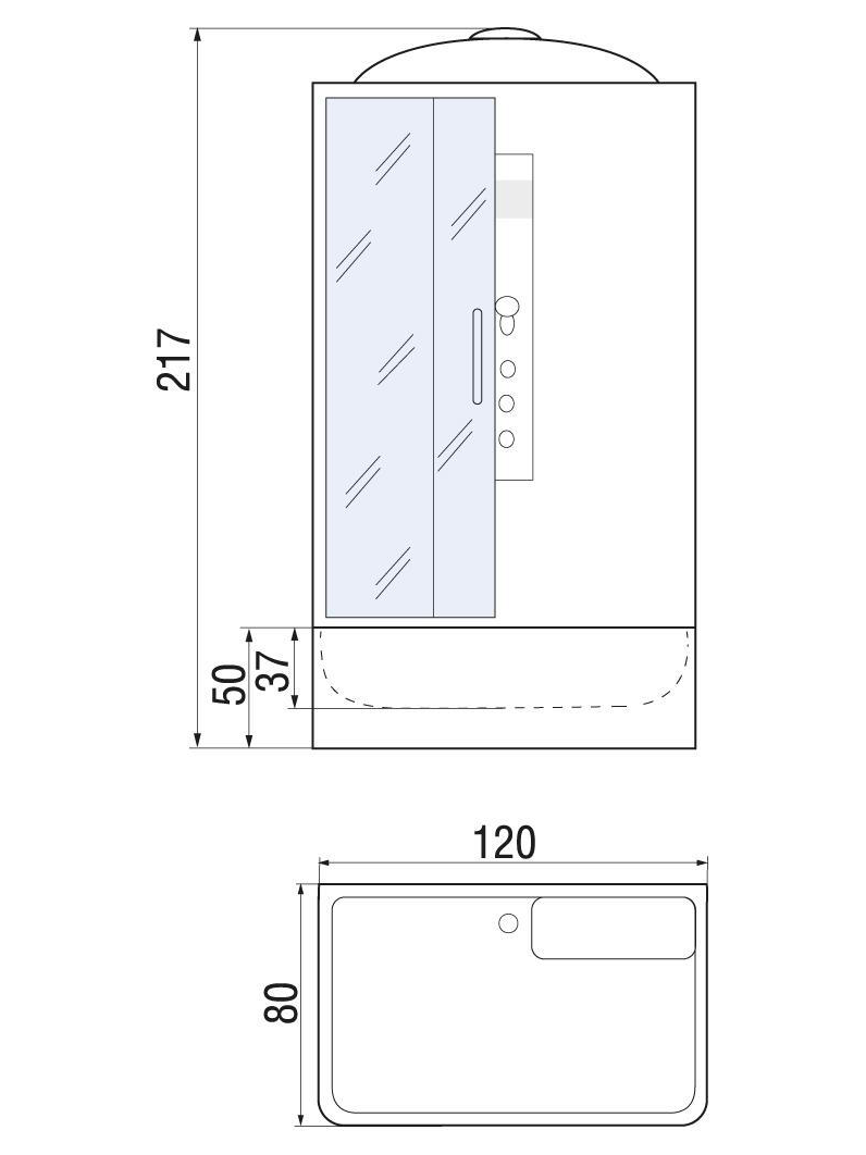 VITIM 120/80/50  MT Душевая кабина с поддоном 