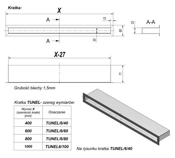 Тунель стальная 6x100 
