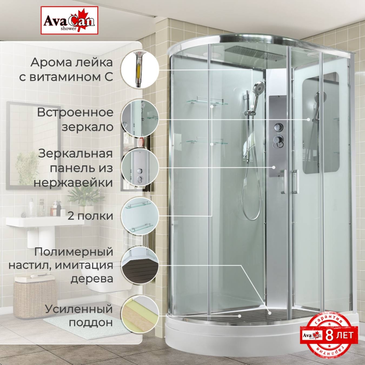 Душевая кабина A2812R стандартная 