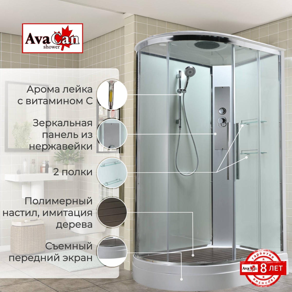 Душевая кабина EM2812RT стандартная прозрачная 