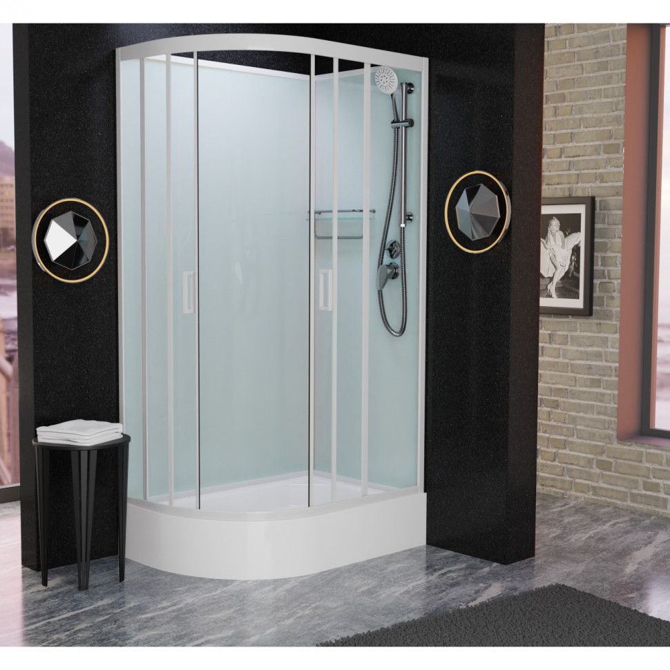Душевая кабина Frank F412/1 R М White 120x80 без крыши матовое стекло, 20031 