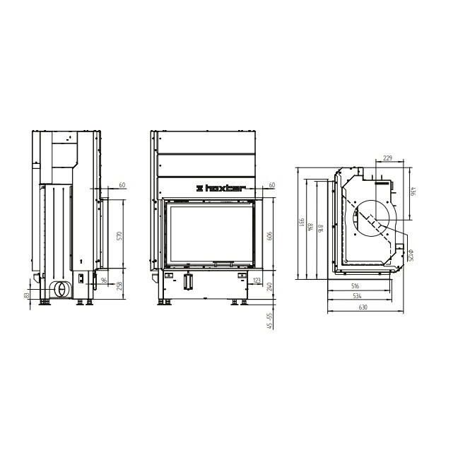 Каминная топка Hoxter ECKA 76/45/57 Lh/Rh 