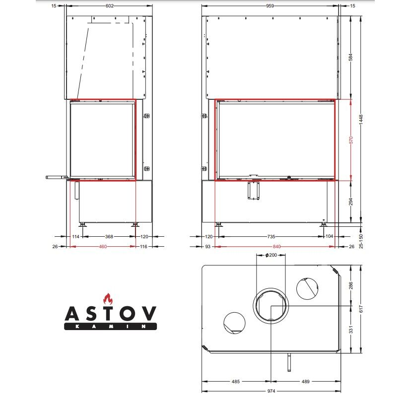 Каминная топка Астов П2С 8457 R 
