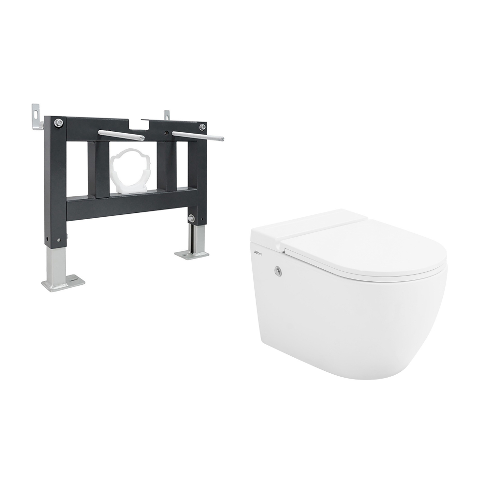 Инсталляция с унитазом Abber Bequem AC1108P-AC0101P, сиденье микролифт, смыв импульсный, белый, комплект 