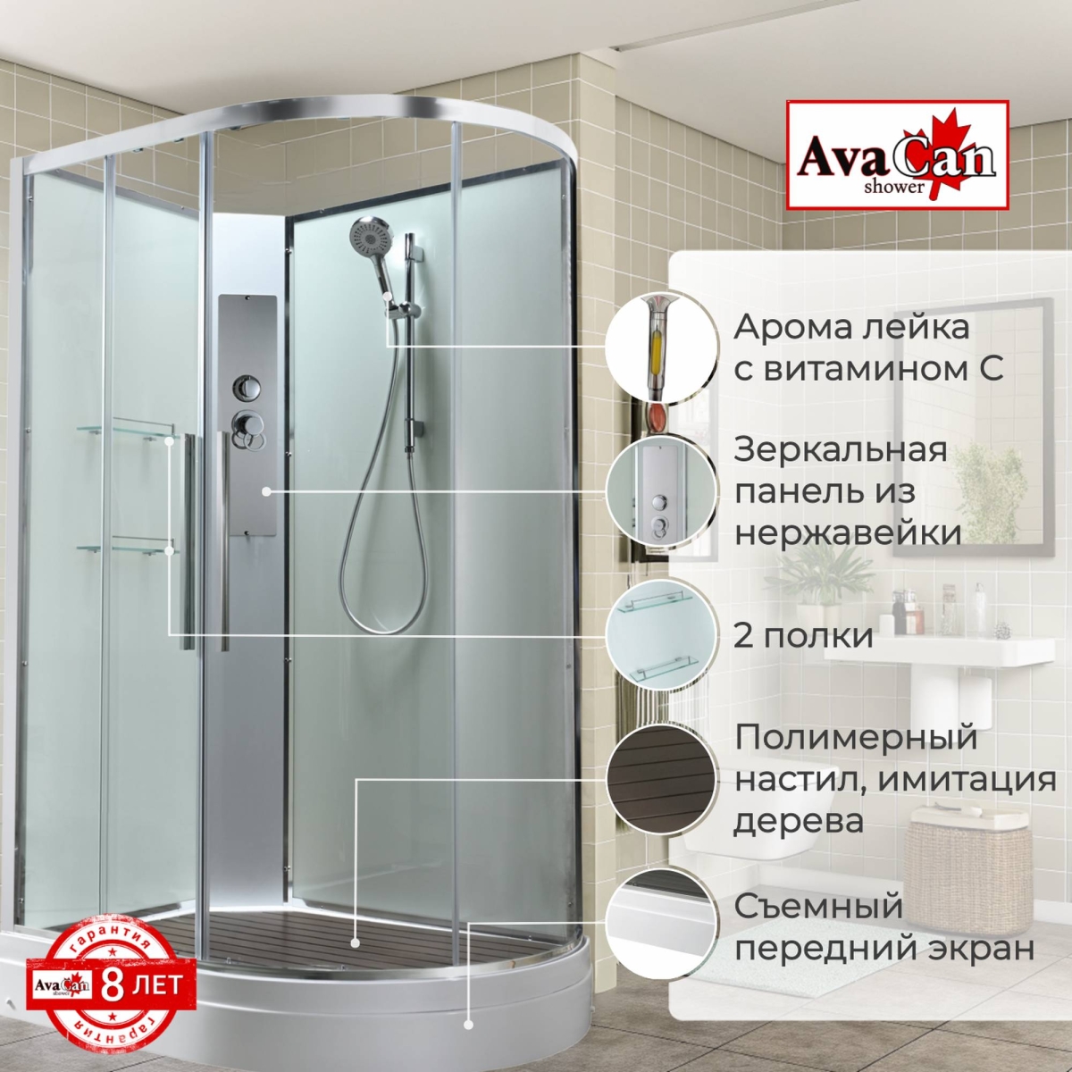 Душевая кабина EM2912LNT без крыши прозрачная 
