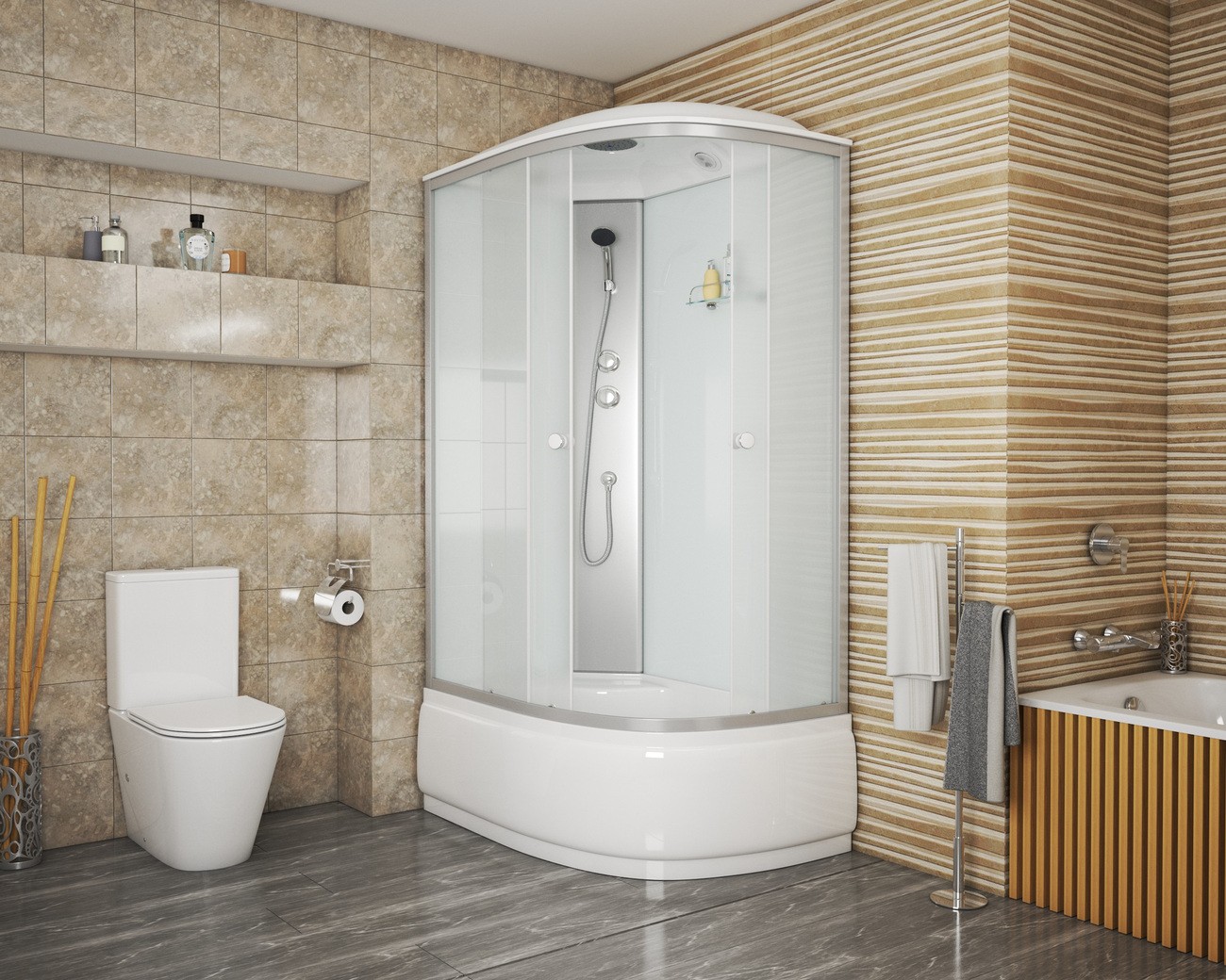 Душевая кабина Niagara Eco NG-7310-14L (120х80х215) высокий поддон(40см),стекло матовое,4 места 