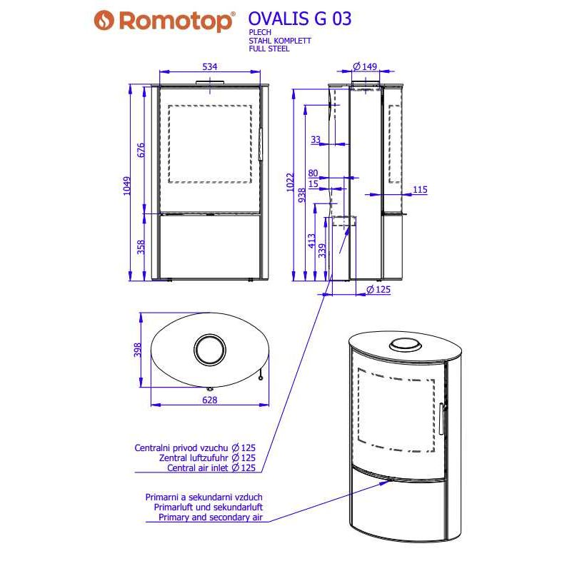 Печь камин ROMOTOP OVALIS G металл 