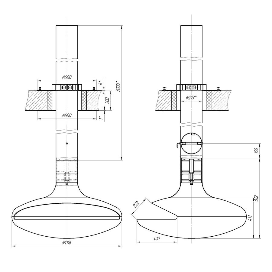 Камин Blackstyle 03 D1100 подвесной 