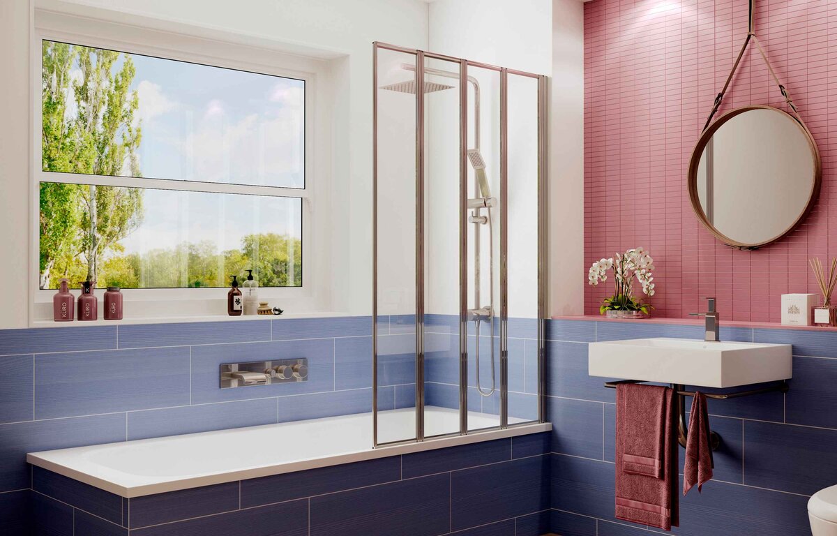 Шторка для ванны Ambassador Bath Screens 16041110R (90х140) хром,стекло прозрачное,складная,1 место 