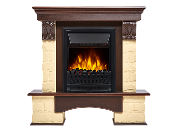 Портал Firelight Forte Classic камень бежевый, шпон темный дуб 