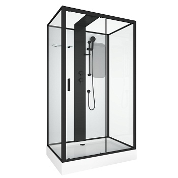 Душевая кабина Grossman Elegans 120 x 80 см, прямоугольная, профиль черный, GR252Q 