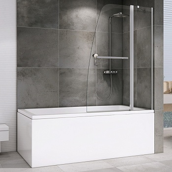 Шторка на ванну Abber Ewiges Wasser, 100 х 140 см, стекло прозрачное, профиль хром, AG50100 