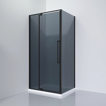 Душевой уголок Black&White Stellar Wind S812 BG, 100 x 100 см, стекла серые, профиль черный матовый, 8121000G 