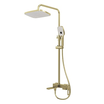 Душевая стойка Grossman Pragma 500.K35.03.320 с верхним душем,ручной лейкой и смесителем,золото сатиновый,1 место 