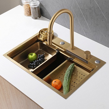 Кухонная мойка Abber Wasser Kreis AF2194GB, 68 см, цвет золото матовое 