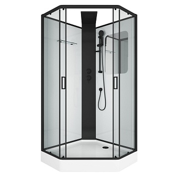 Душевая кабина Grossman Elegans 90 x 90 см, пятиугольная, профиль черный, GR251D 
