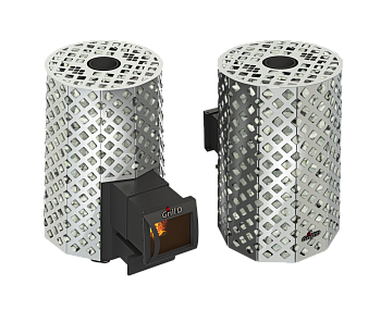Дровяная печь для бани Grill’D Violet Steel Romb Long (Камень колотый 100 кг) 