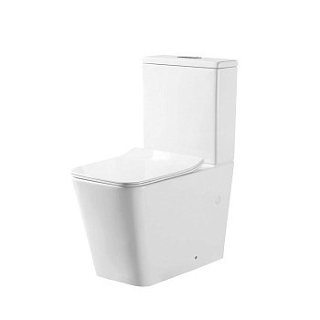 Унитаз напольный Grossman Classic GR-4445SQ (635х380х830) безободковый,белый с тонкой крышкой,микролифт,смыв торнадо,2 места 