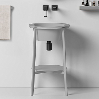 Консоль с раковиной Abber Bequem AC2130MG, 50 х 85 см, серый матовый 