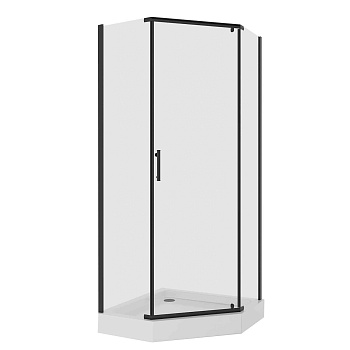 Душевое ограждение Niagara Nova NG-6805-08ВLACK (90х90х195) трапеция,черный,дверь распашная,стекло прозрачное,1 место 