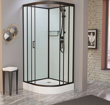 Душевая кабина Frank F400 Black без крыши, 100 x 100 см, низкий поддон, стекла прозрачные, профиль черный, 400004 