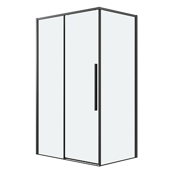 Душевое ограждение Grossman Galaxy 100.K33.01.100.21.00-200.K33.01.90.21.00 (100х90х195) раздвижная,черный матовый,стекло прозрачное,2 места 