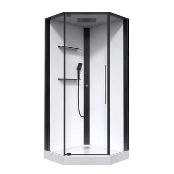 Душевая кабина Black&White Galaxy G8035, 90 x 90 см, с гидромассажем, стекла прозрачные, профиль черный матовый, 8035000 