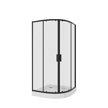 Душевое ограждение Niagara Nova NG-6886-08ВLACK (80х80х195) четверть круга,черный,двери раздвижные,стекло прозрачное,1 место 