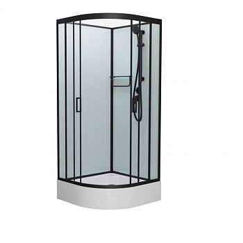 Душевая кабина Frank F409/1 Black без крыши 90 х 90 см, средний поддон, стекла прозрачные, профиль черный, 140009 