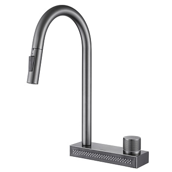 Смеситель Abber Wasser Kreis AF8114NG, для кухонной мойки, с выдвижным изливом, цвет никель 