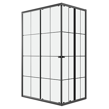 Душевое ограждение Niagara Eco NG-1018-14QKL (100х80х190) прямоугольник,раздвижное,черный,стекло клетка,1 место 