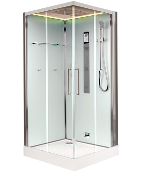 Душевая кабина Timo Premium H-516, 100 x 100 см, c крышей, средний поддон, с гидромассажем, стекла прозрачное, профиль хром 