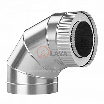 LAVA Сэндвич-отвод ЭЛИТ 150/220 мм. 90" 304 нерж. (0,8 мм) 