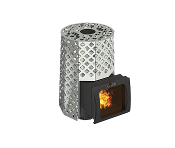 Дровяная печь для бани Grill’D Violet Steel Romb Short Window Max Pro (Камень колотый, 100 кг) 