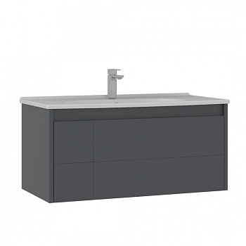 Тумба с раковиной Orka Likya 5002489, 100 см, подвесная, цвет антрацит матовый 