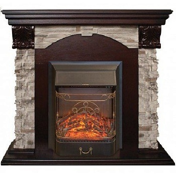Электрокамин Dublin LUX STD/EUG WT с очагом Majestic s Lux BL/BR 