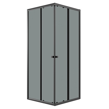 Душевое ограждение Niagara Eco NG-1010-14QT (100х100х190) квадрат,раздвижное,черный,стекло тонированное,1 место 