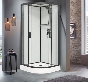 Душевая кабина Frank F400 М Black, 100 х 100 см, низкий поддон, стекла матовые, профиль черный, 20044 