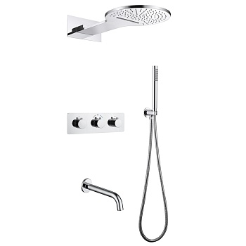 Душевая система Abber Wasser Kreis AF8150, термостатическая, на 3 потребителя, цвет хром 
