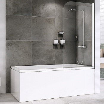 Шторка на ванну Abber Ewiges Wasser, 80 х 140 см, стекло прозрачное, профиль хром, AG52080 