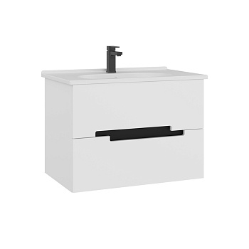 Тумба с раковиной Orka Lodi 5005885, 80 см, подвесная, цвет белый, черный 