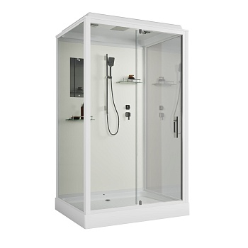 Душевая кабина Niagara Standart ST100/80/15Q (100х80х215) прямоугольник,поддон 15см,распашная,проф.белый,3 места 