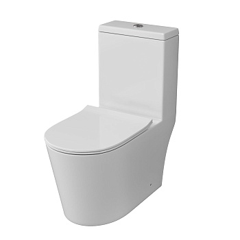 Унитаз напольный Grossman Classic GR-4487SQ (690х360х790) безободковый,белый,моноблок с тонкой крышкой,микролифт,смыв торнадо,1 место 