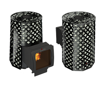 Дровяная печь для бани Grill’D Violet Romb Long Window Max (Камень колотый 100 кг) 