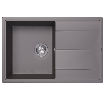 Кухонная мойка Abber Quarz AQ2904G, 78 см, кварцевый композит, крыло справа, серый 