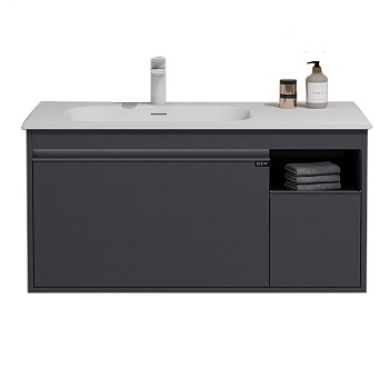 Тумба с раковиной Black&White Universe U910.1000, 100 см, цвет серый матовый 